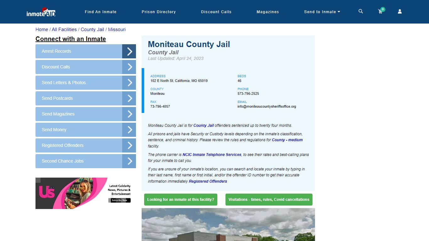 Moniteau County Jail - Inmate Locator - California, MO