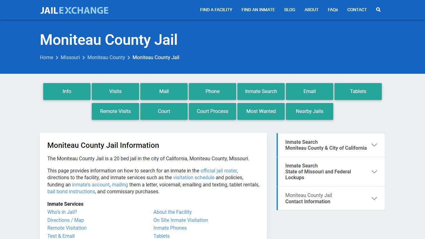 Moniteau County Jail, MO Inmate Search, Information