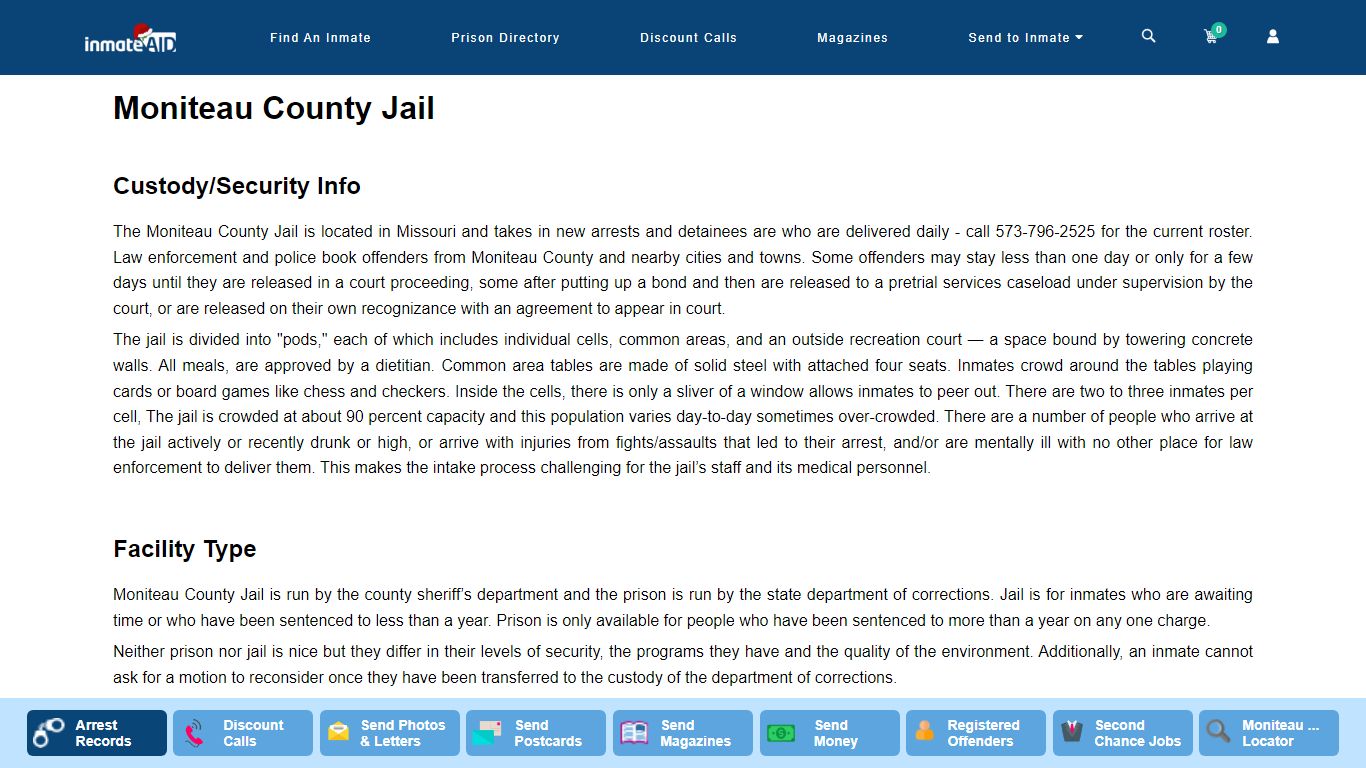 Moniteau County Jail - InmateAid